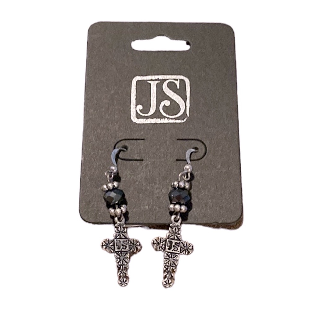 J S  Collection Designs Pierce Cross Earrings - Picture 4 of 7